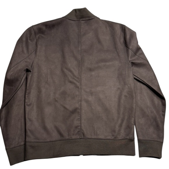 Banana Republic Faux Suede Chocolate Brown Bomber Jacket Men’s Medium - Picture 12 of 14